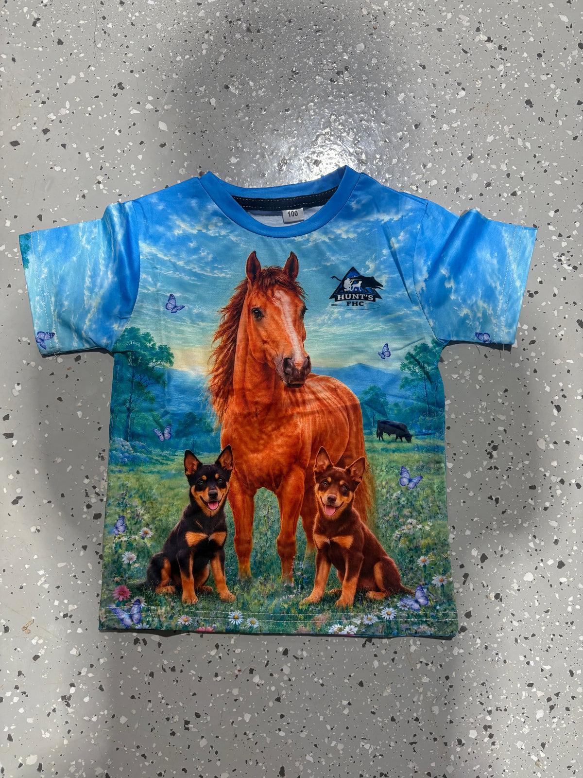 Blue horse kids light weight tee
