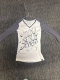 3/4 sleeve white v neck tee