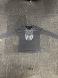 Grey long sleeve mesh back top