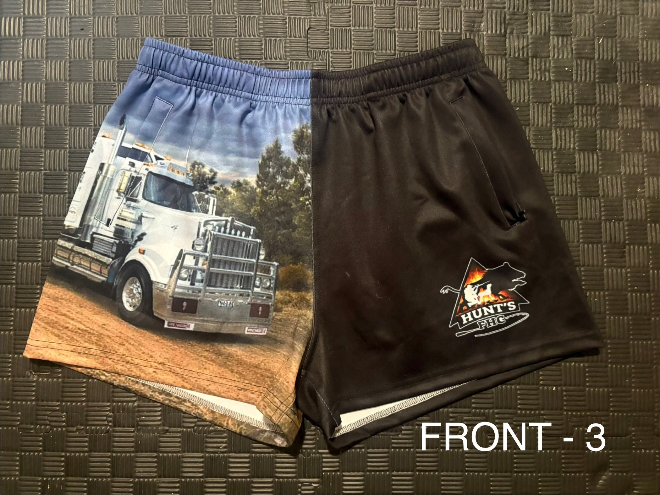 zip pocket footy shorts