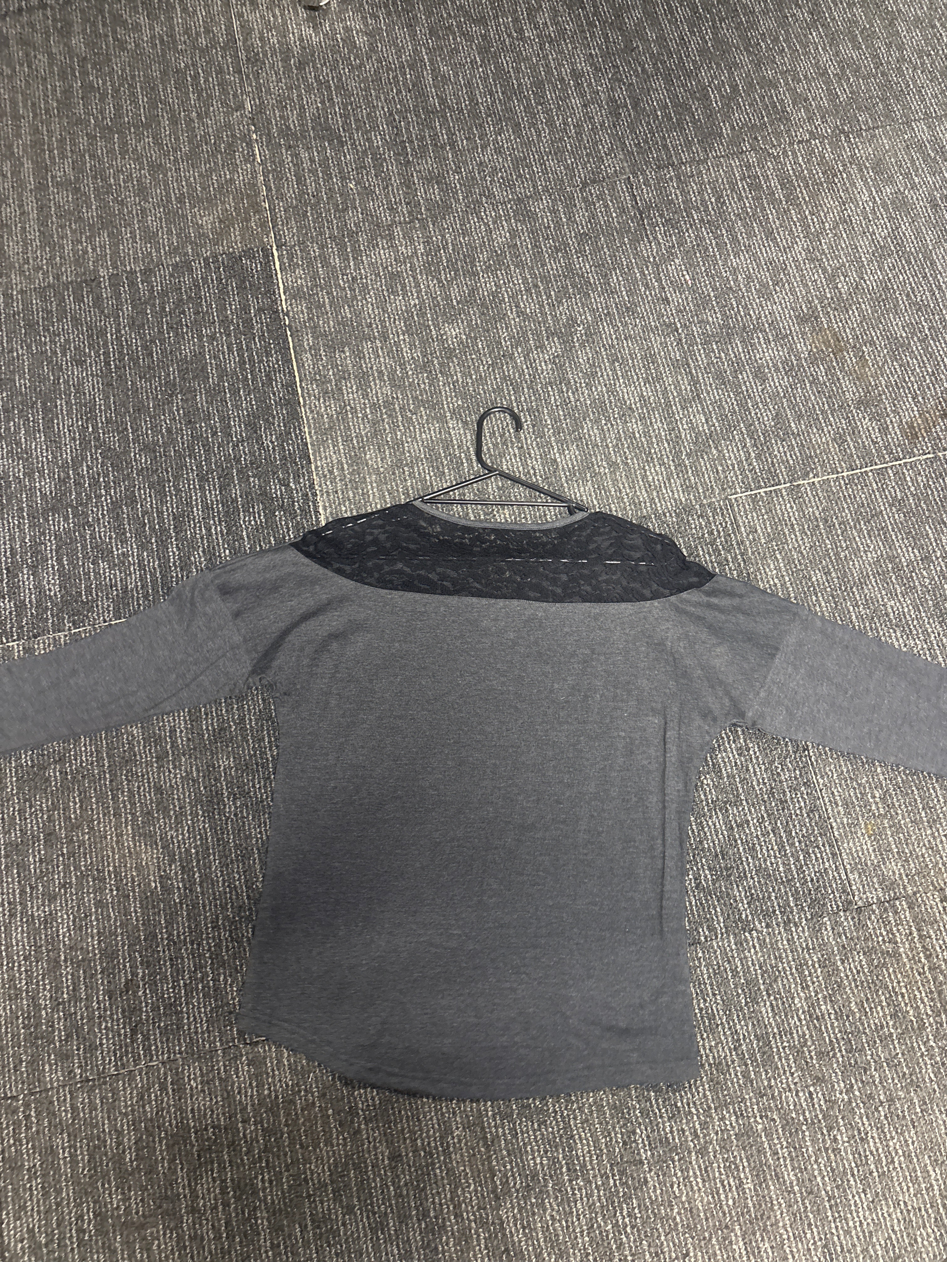 Grey long sleeve mesh back top