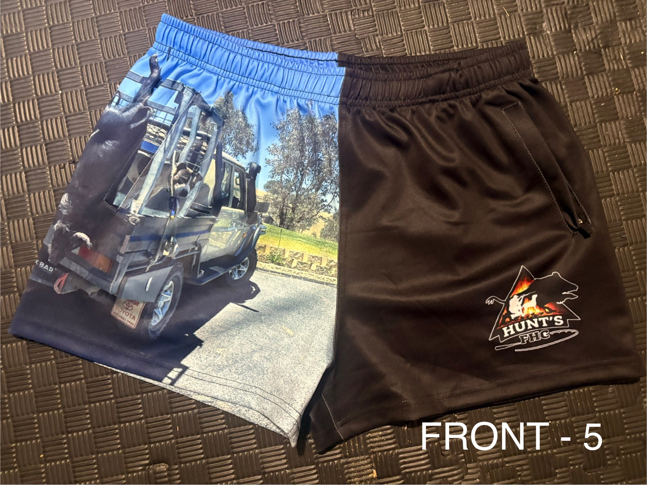 zip pocket footy shorts