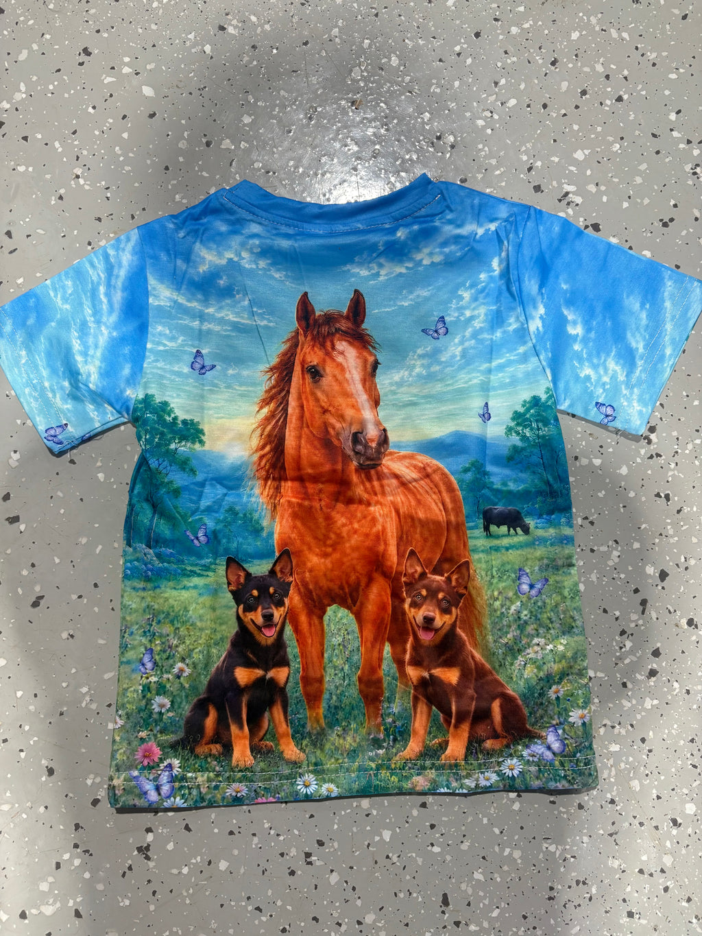 Blue horse kids light weight tee