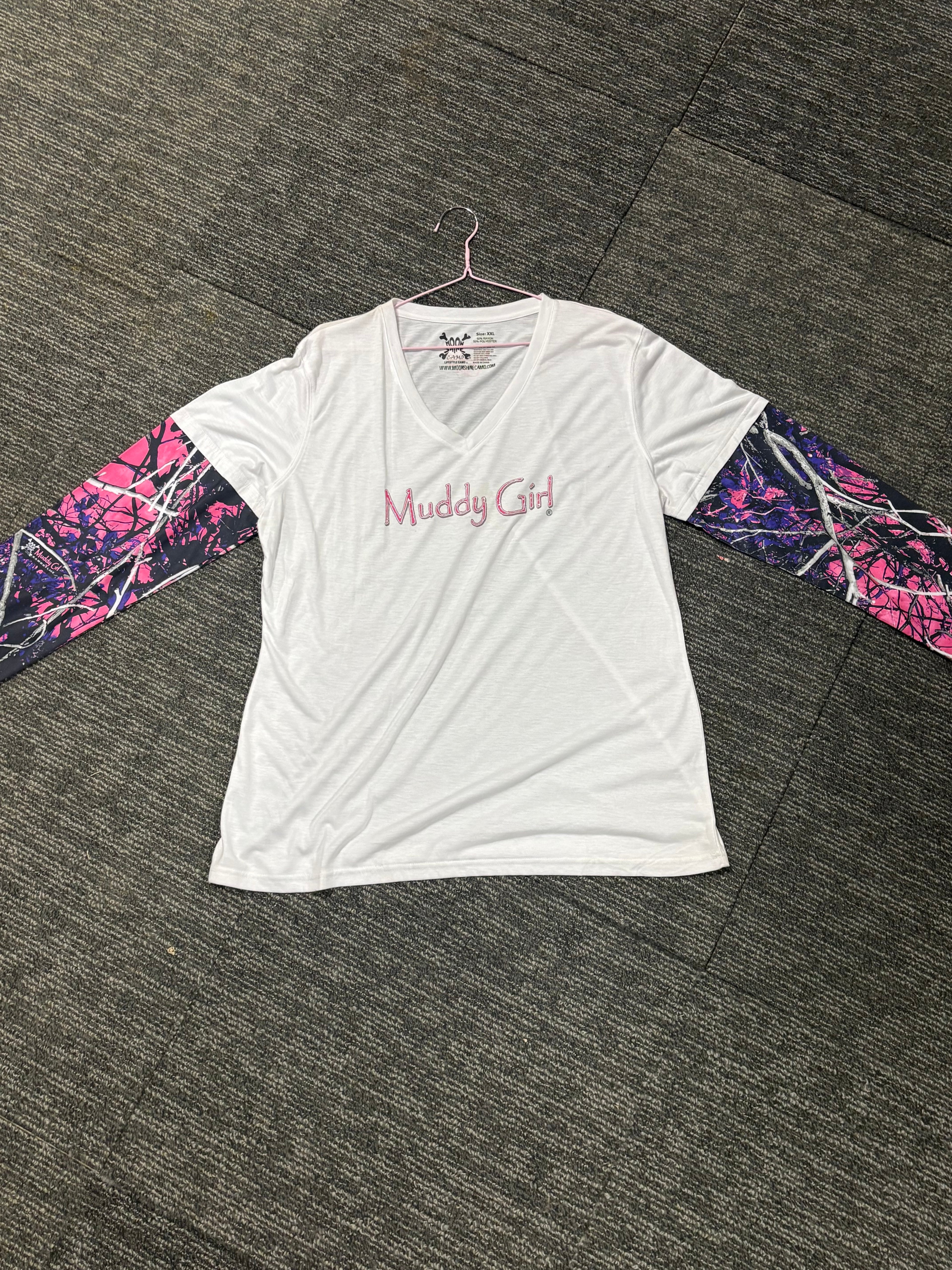 Long sleeve tee with camo sleeves