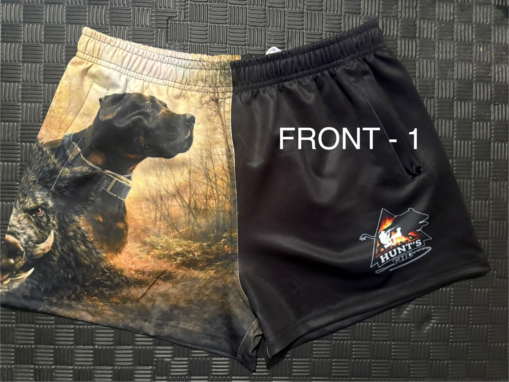 zip pocket footy shorts