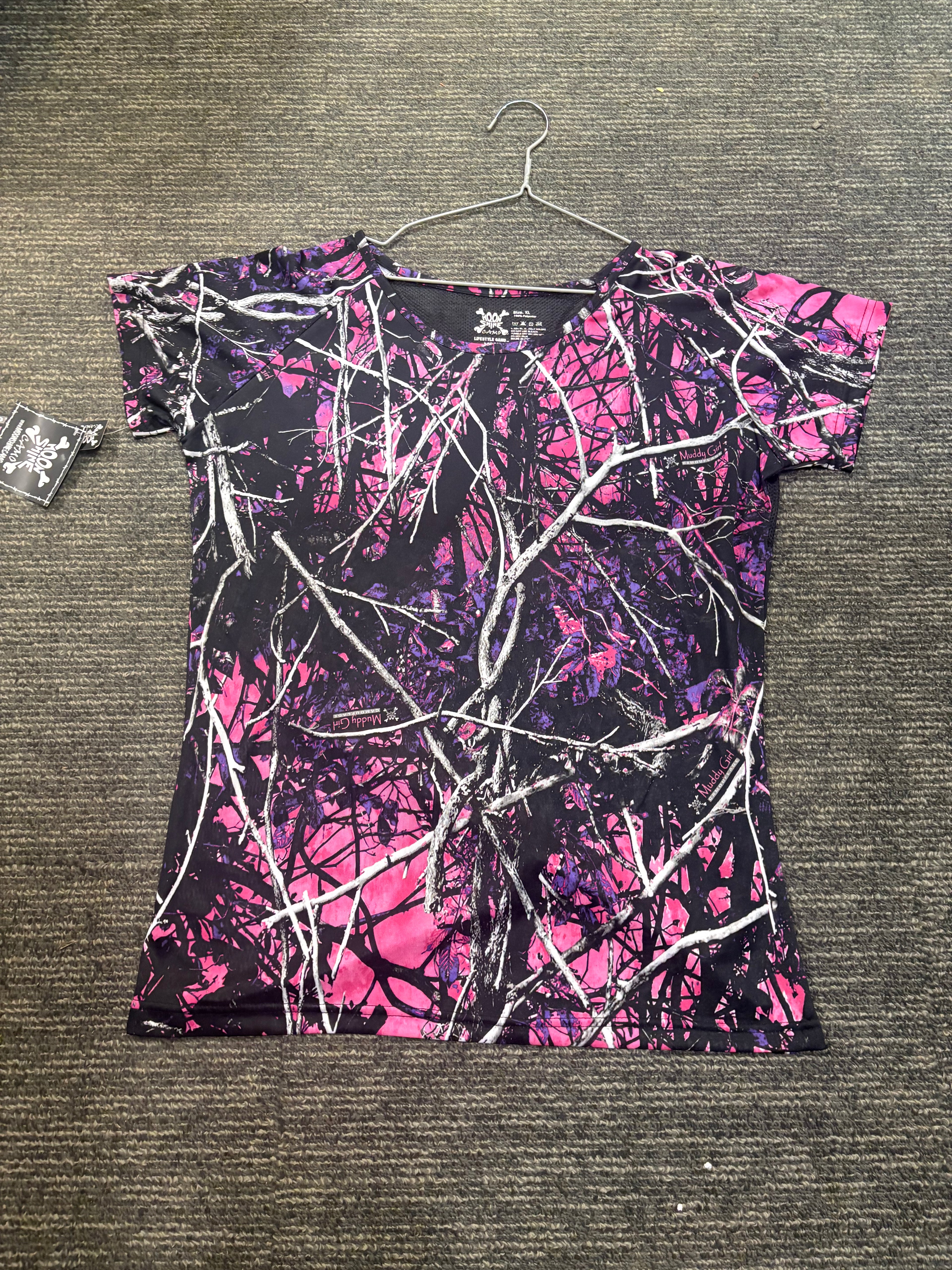 Muddy girl camo mesh tee