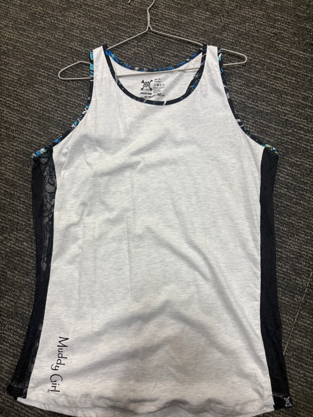 Camo white singlet with mesh sides