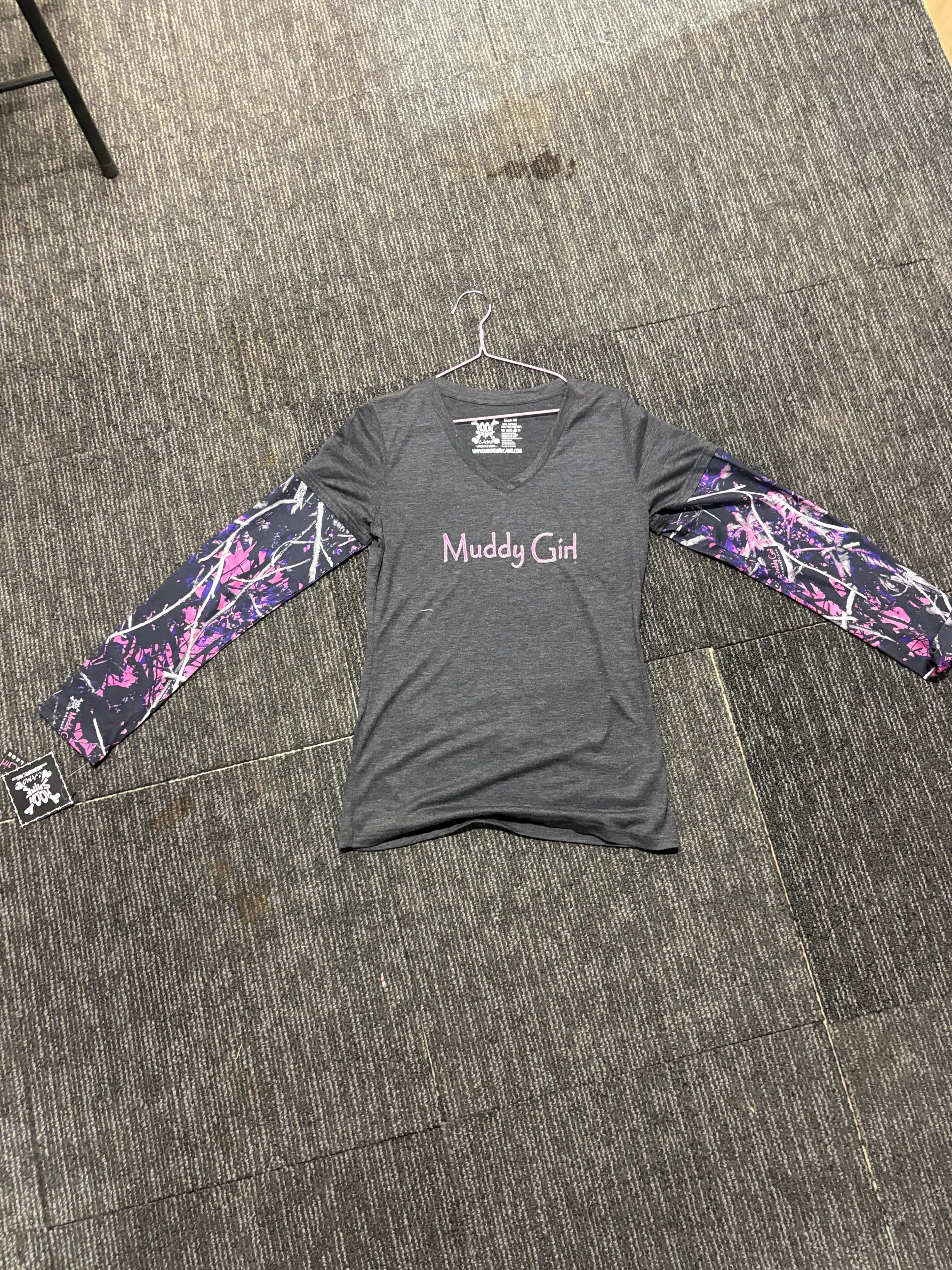 Long sleeve tee with camo sleeves