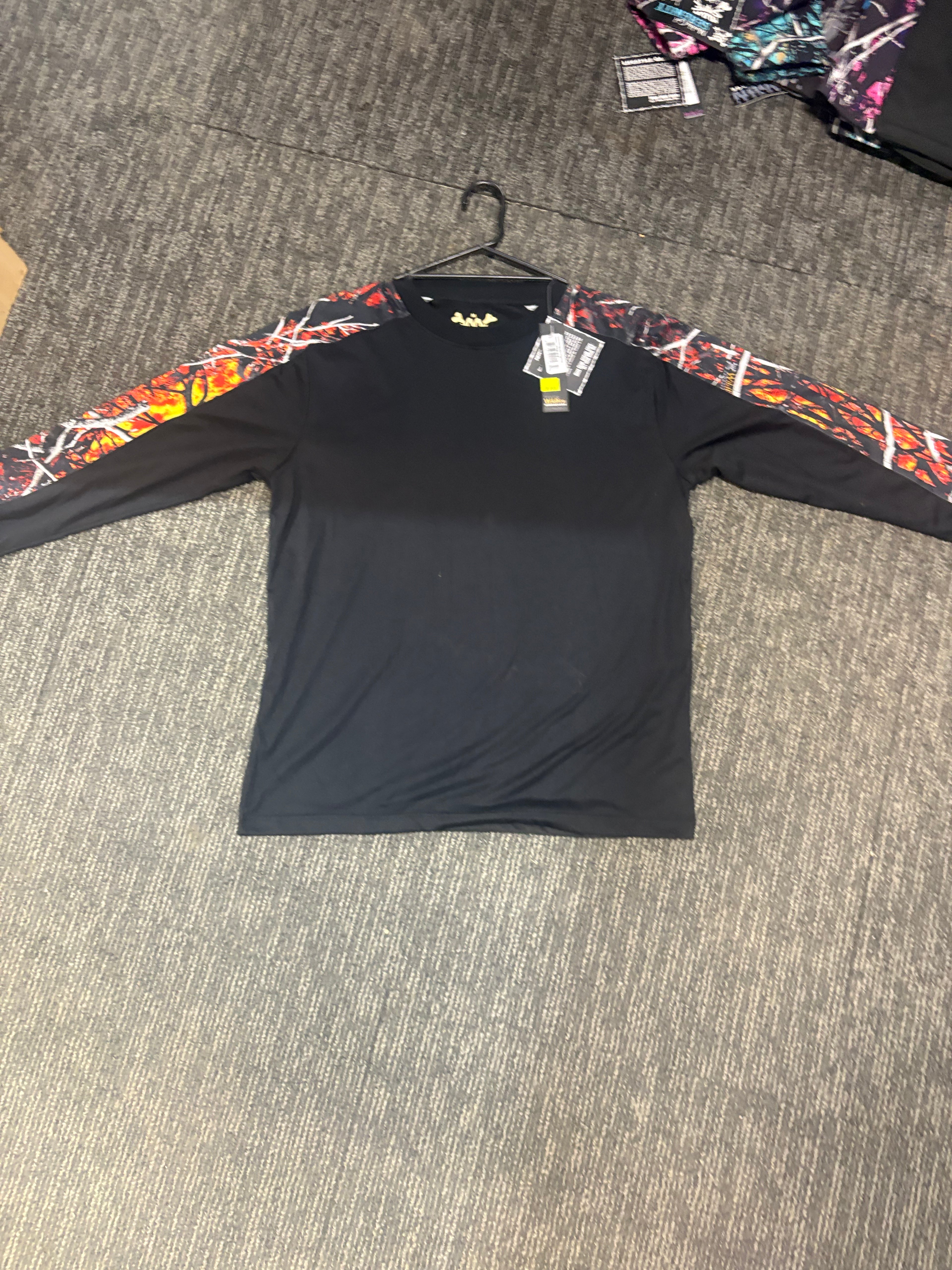 Long sleeve tee with camo sleeves