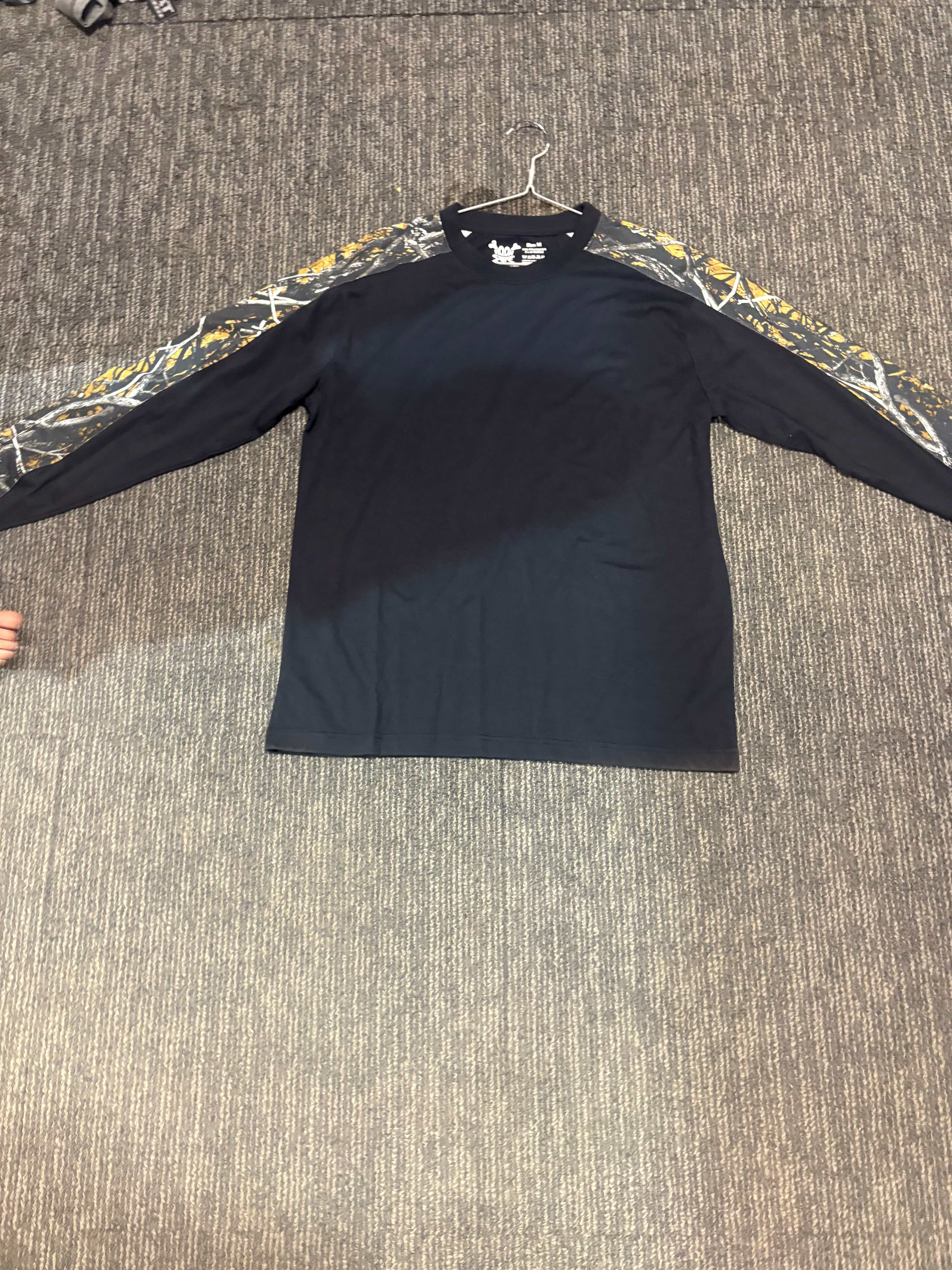 Long sleeve tee with camo sleeves