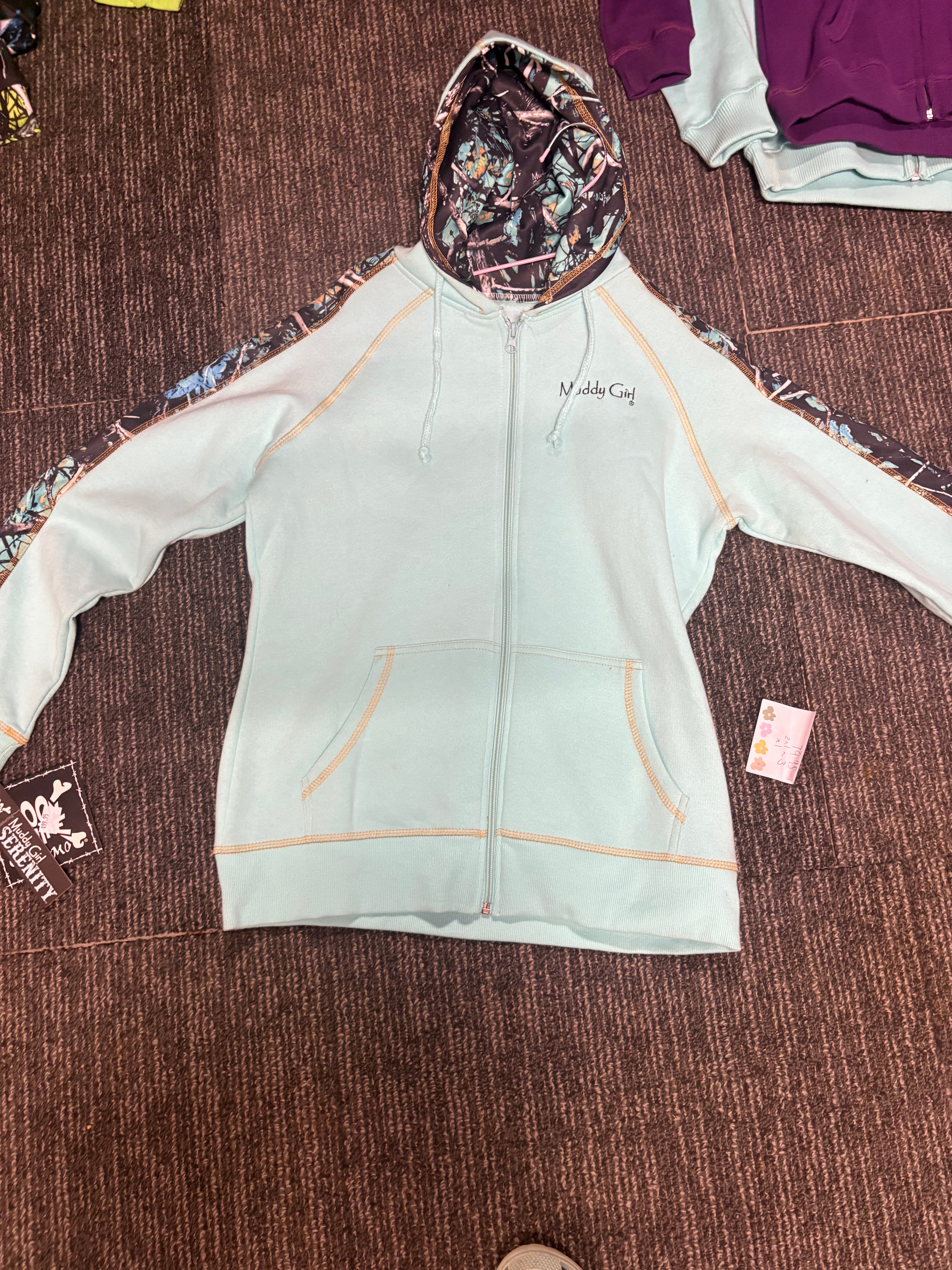 Blue camo muddy girl zip hooded jacket