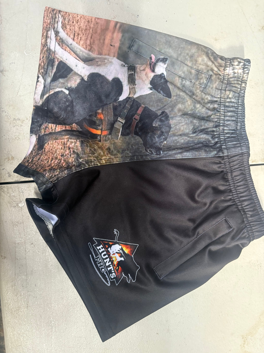 Footy shorts - 2 dogs/pig shadow