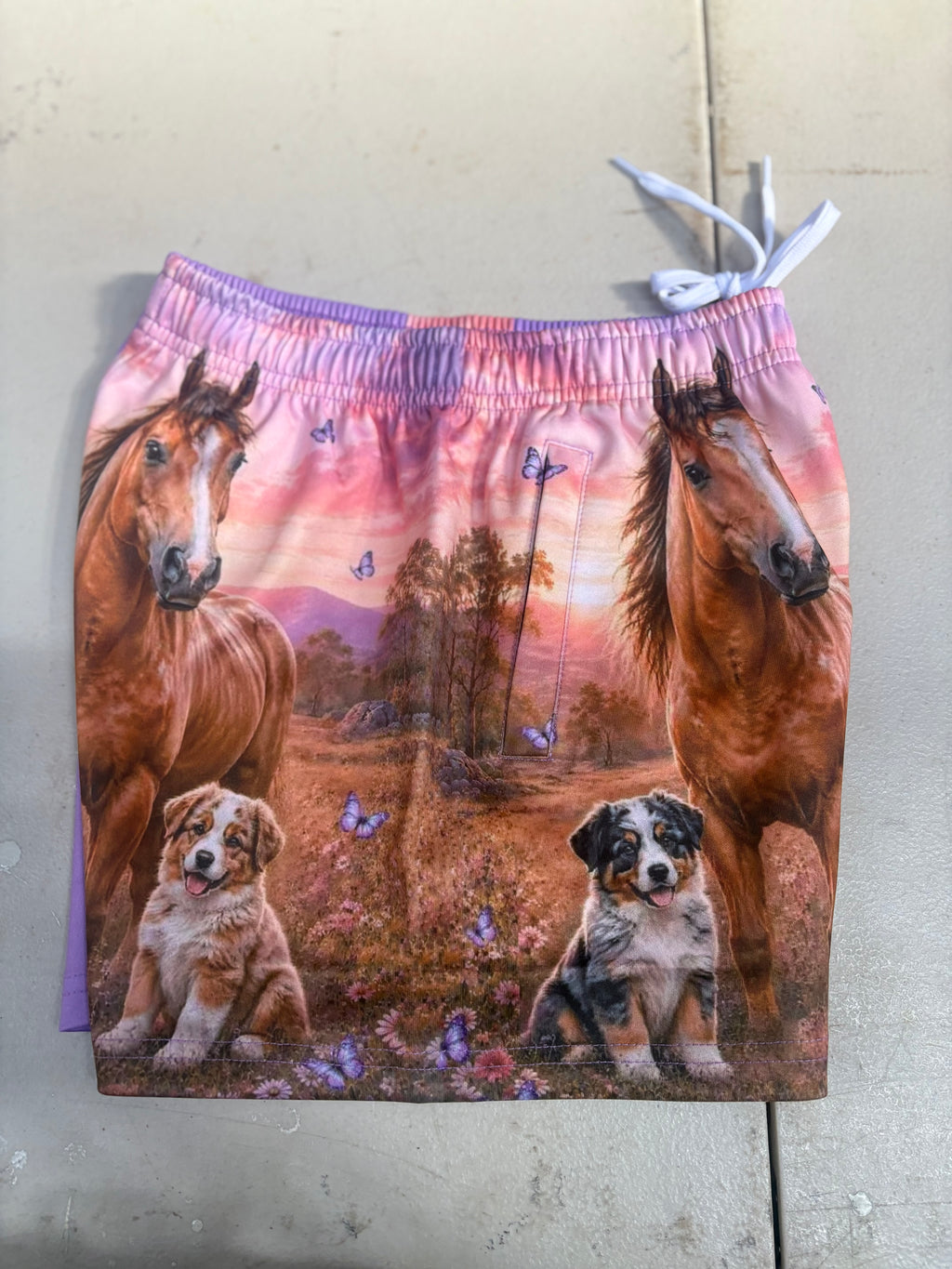 Footy shorts - purple horse