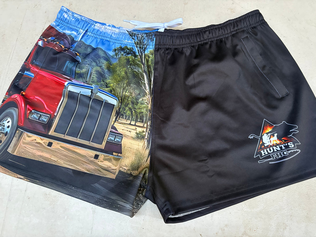 Footy shorts - red truck
