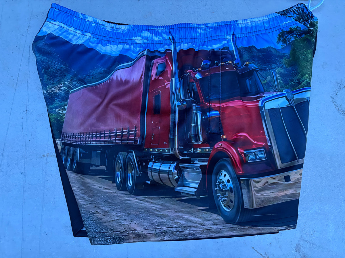 Footy shorts - red truck
