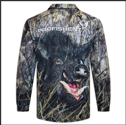 long sleeve black pig fishing shirt